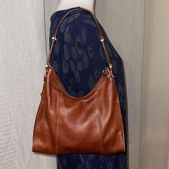 Liz Claiborne Vintage Chestnut Brown Genuine Leather Mini Hobo Bag - Picture 1 of 14